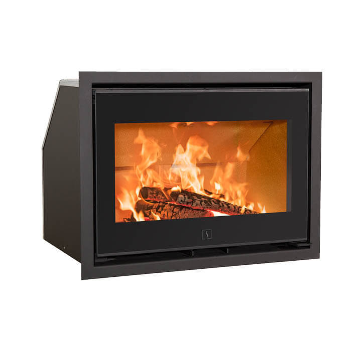 Sort pejseindsats Scan 1005 med glas på fronten